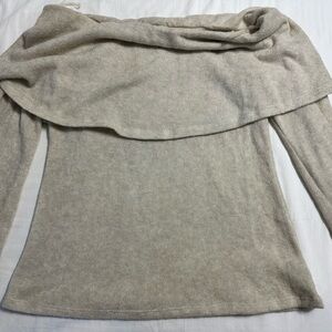 Love in Tan Off-the-Shoulder Sweater Relaxed Fit
